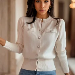 Fashion Knitted Cardigan Sweater Women Autumn Long Sleeve Short Coat Casual Korean Single Breasted Slim Top Pull Femme New