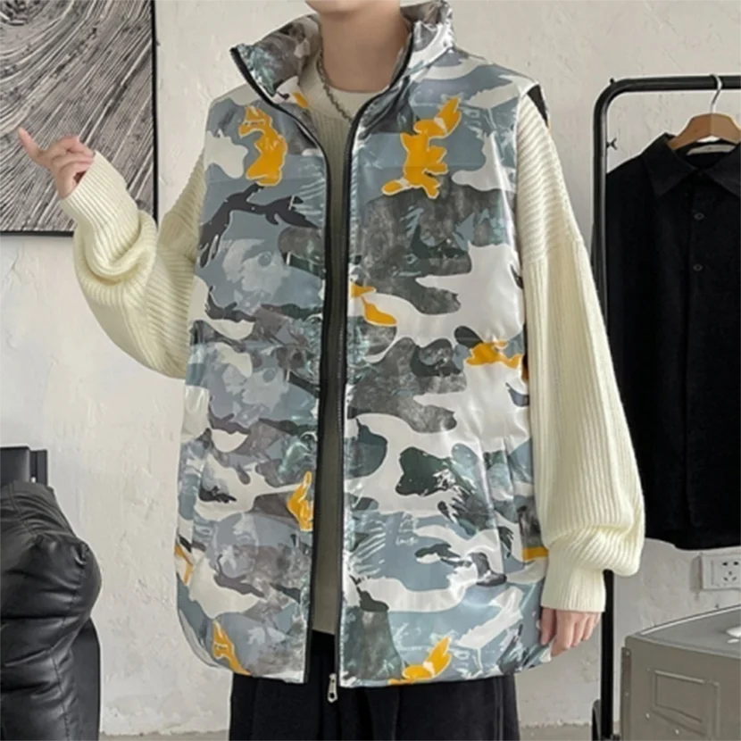 

Мужской легкий пуховый жилет: утепленный, свободного кроя, с воротником-стойкой, стеганый, модная верхняя одежда для зимы