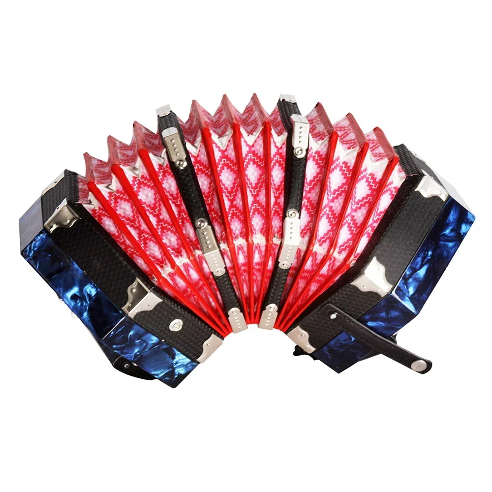 Concertina Accordion 20-Button 40-Reed Accordion Keyboard Instrument With Adjustable Hand Strap And Carrying Bag Hexagon