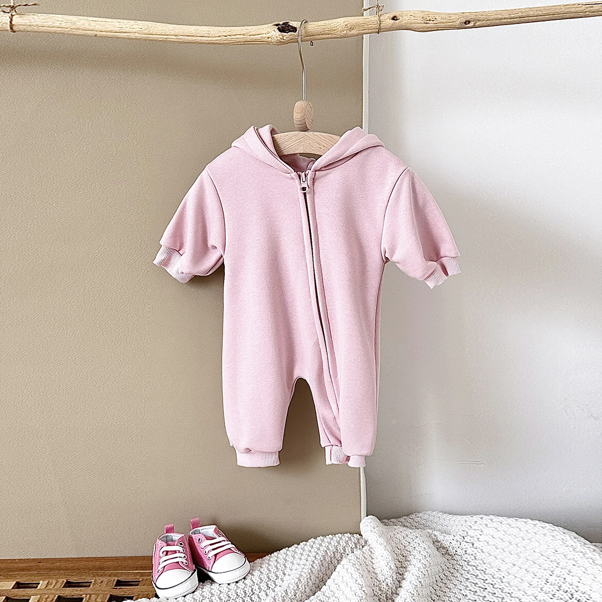 Fall Baby Boy Clothes Newborn Baby Boys Cotton Romper Stitching Long Sleeve Hooded Jumpsuit Girls Bodysuit 0-18M Clothing Autumn