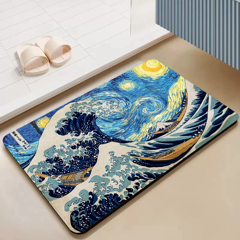 Van Gogh Diatom Ooze Home Decoration Bathroom Floor Mats Prayer Mat House Entrance Mat Indoor Carpet Living Room Rug Kitchen