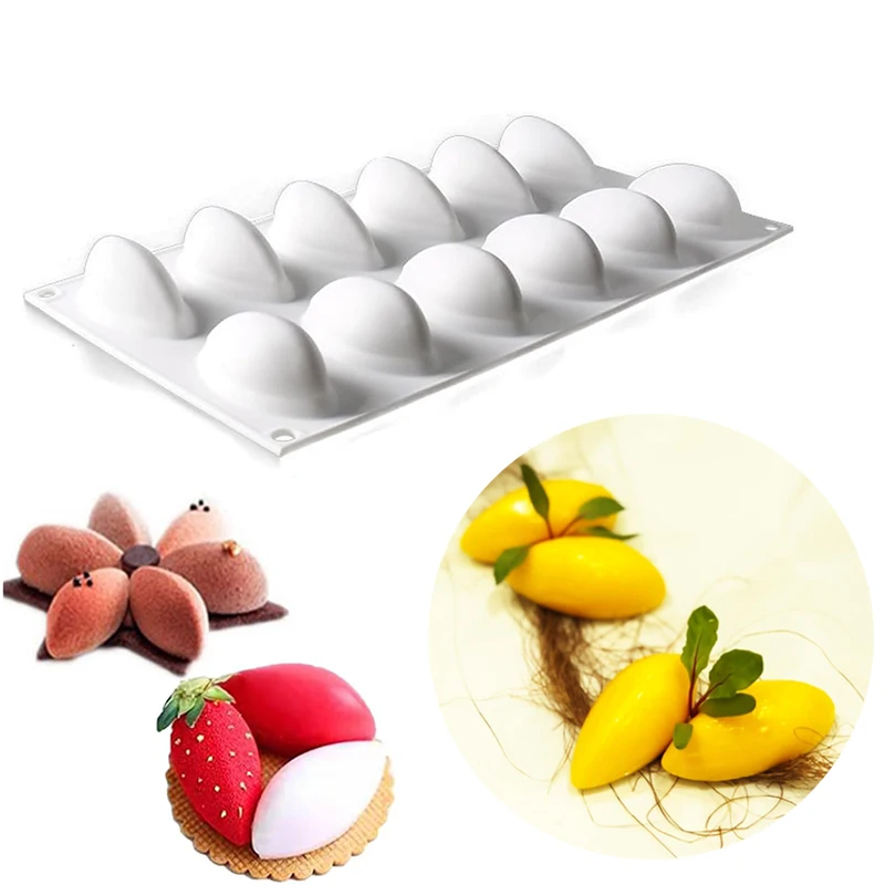 3D Mango Silicone Baking Mold For Mousse Cake Olive Fruit Leaf Shell Dessert Chocolate Pudding Jelly Cheesecake Kitchen Tools