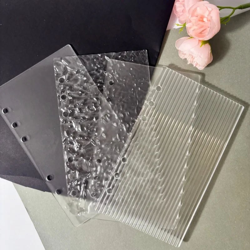 

A6 Frosting Thick line Acrylic Loose Leaf Binder Cover DIY Account Book Journal Planner Office Stationery Supplies