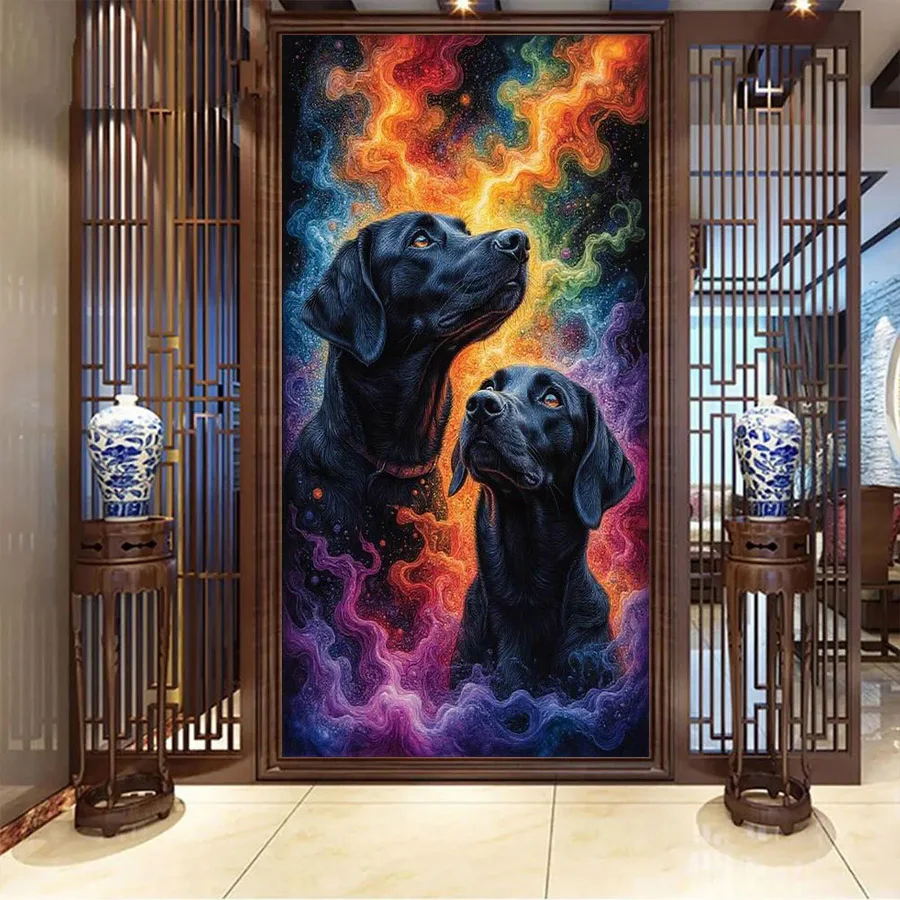 

Fullcang Black Dog Large Size Diy Diamond Arts Painting Kits New Collection Animals Full Mosaic Embroidery Picture Wall Decor