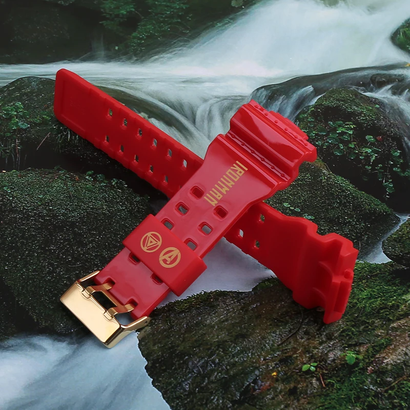 16mm Men Silicone Watchband for Casio GA-100 110 140 150 700 GB GD-120 GAX-100 GLS-100 replacement resin Shiny surface wristband