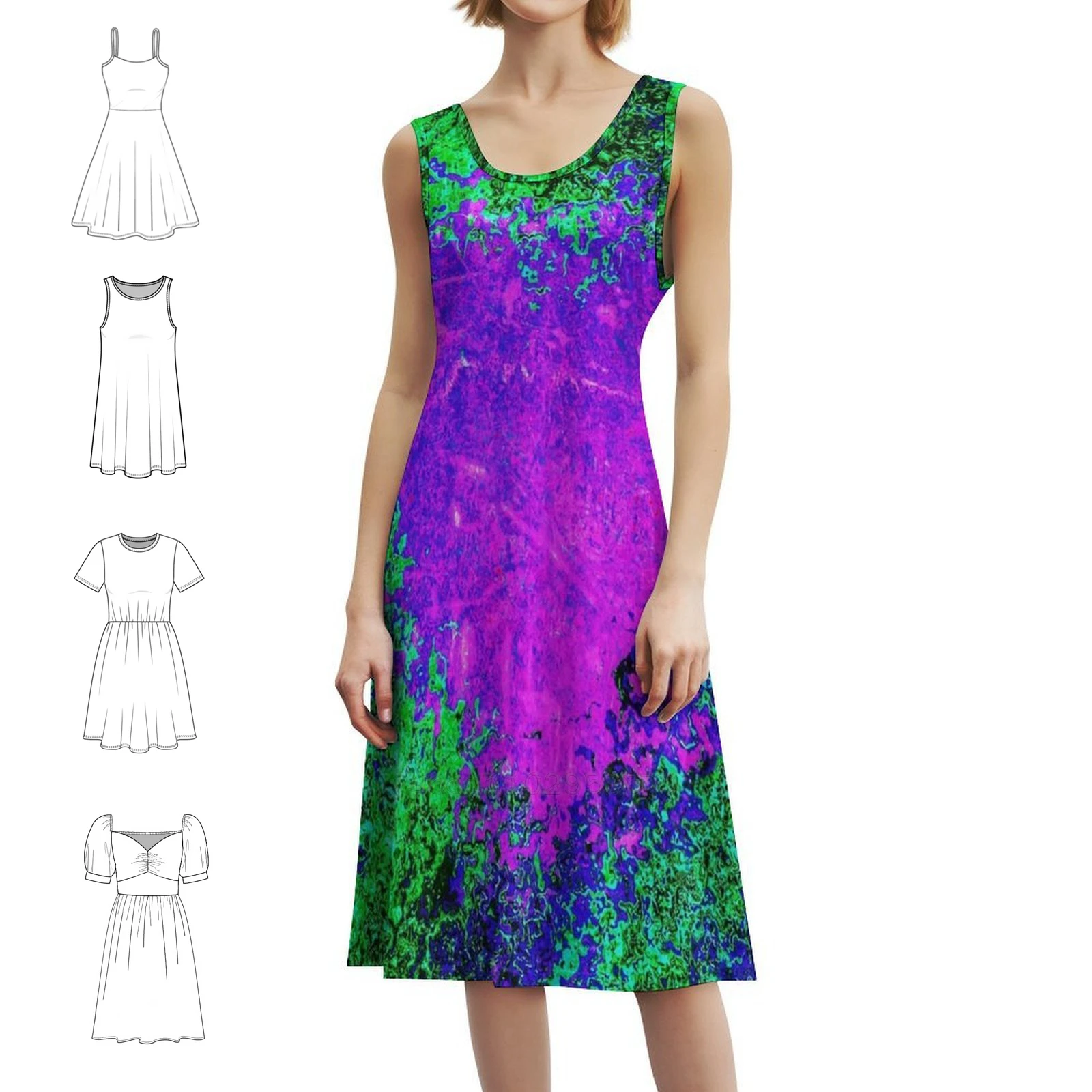 

Абстрактное светящееся фиолетовое сердце, повседневное платье в корейском стиле для женщин, простые повседневные офисные женские платья Sxw, дизайн, абстрактные смелые