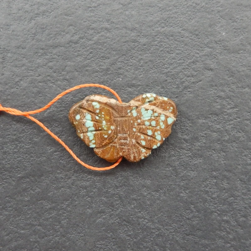 Butterfly-Shaped Component with Turquoise Inclusions Brown Base for Handmade Jewelry And Artisanal Crafts 23x16x4mm-1.9g