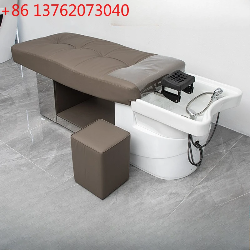 

Barber shop shampoo full lying Thai flush bed ceramic basin stainless steel hair bed