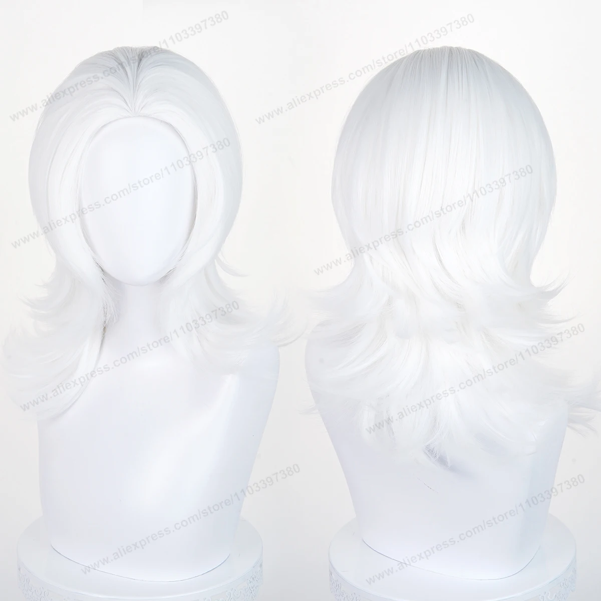 Peruka Cosplay Anime 45cm Uniwersalna z Powiększonym Skalpem, Dowolnym Przedziałkiem, Czarno-Biało-Żółta, Syntetyczne Włosy Odporne na Ciepło dla Kobiet i Mężczyzn