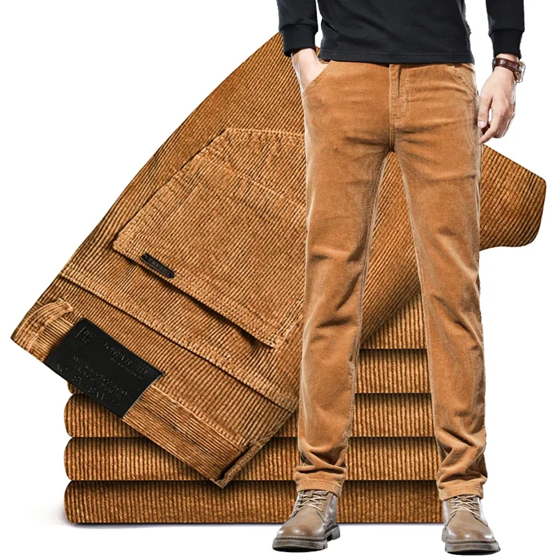 

4 Colors Corduroy Casual Pants Men's 93 % Cotton Stretch Business Fashion Trousers Autumn Straight Classic Brand Male Pants