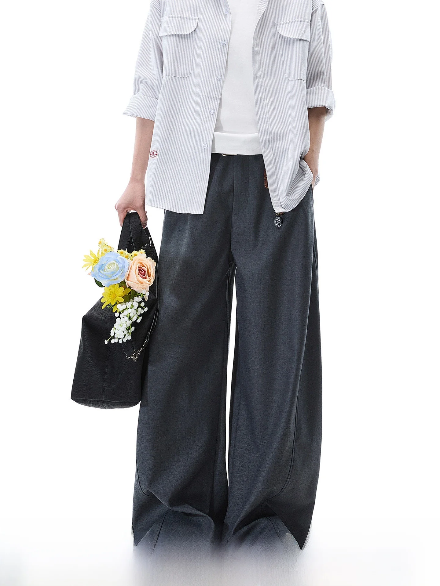 Gray Straight Leg Men's Casual Pants Dream Made Old Money Style Summer Wide Leg Men's Fashionable Straight Tube Trousers
