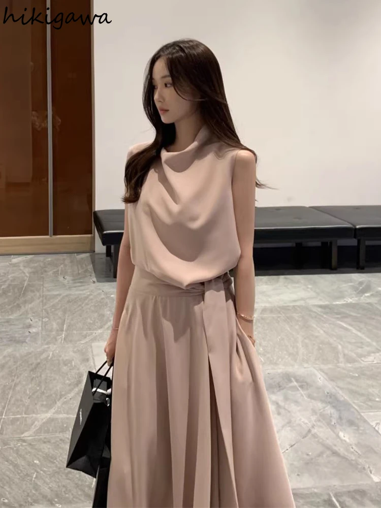 Vintage Summer Dresses for Women Korean Chic Temperament Robe Femme 2024 Vestidos De Mujer Slim Waist Bandage Maxi Dress 27y115