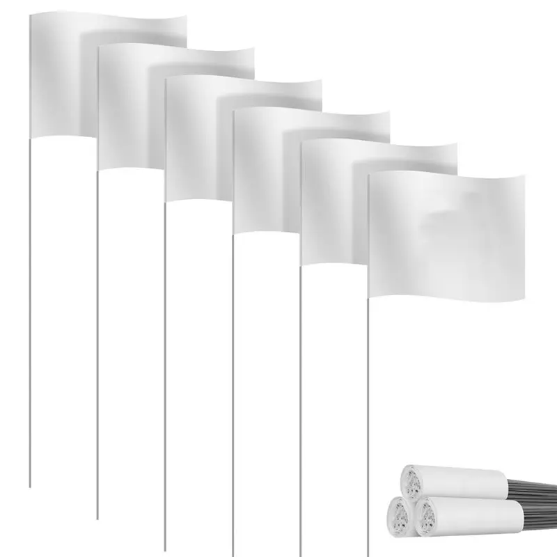 Marking Flags Marker Flags For Lawn 60 Pack, PVC Small Flags,Marking Flags Lawn Flags, Garden Flags,Survey Flags,White