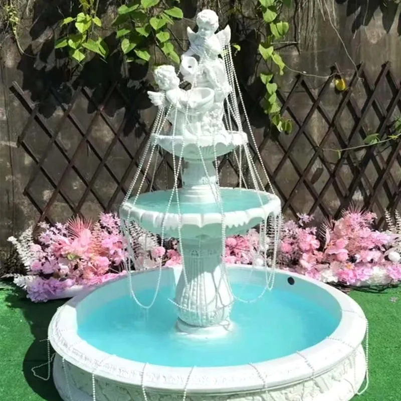 Garden hotel villa outdoor courtyard decoration flowing water wedding sculpture angel wishing pool