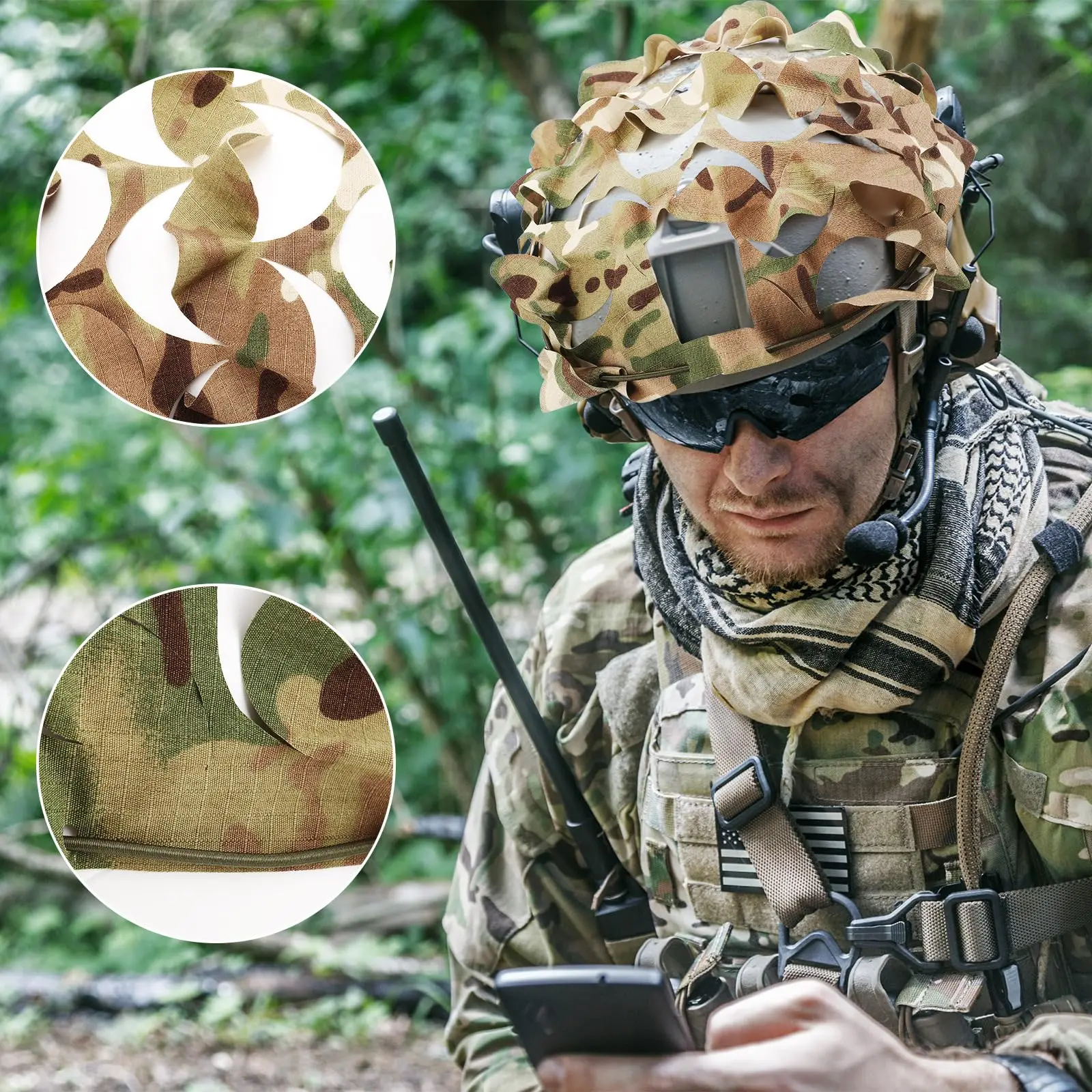 

3D Camo Net Airsoft Helmet Cover Laser Cut Drawstring Camouflage Scrim CS Wargame Paintball Paratrooper Hunting Accessories