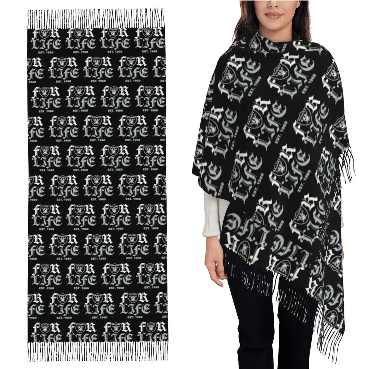

Raiders Are For Life Scarf Tassel Scarves Women Soft Warm Shawls and Wraps Large Fall Winter Shawl Wrap