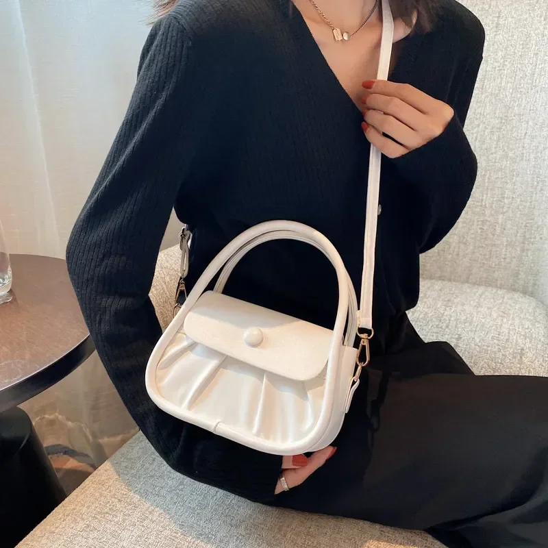 Retro Women Shoulder Bag PU Leather Casual Simple Fashion Ladies Travel Office Solid Color Handbag 2023 Spring New