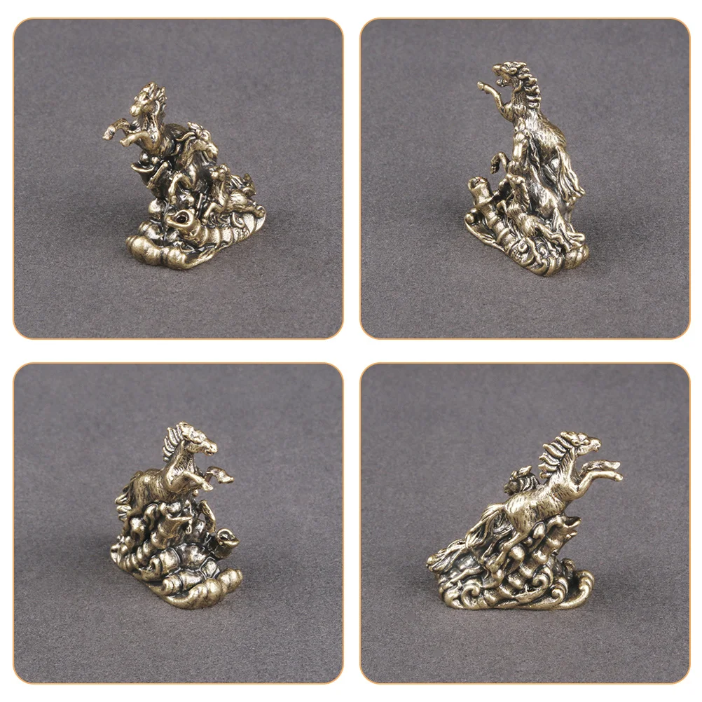 

Unique Brass Horse Sculpture Desktop Adornment Home Office Desk Decor Vintage Copper Craft Auspicious Career Success Ornament