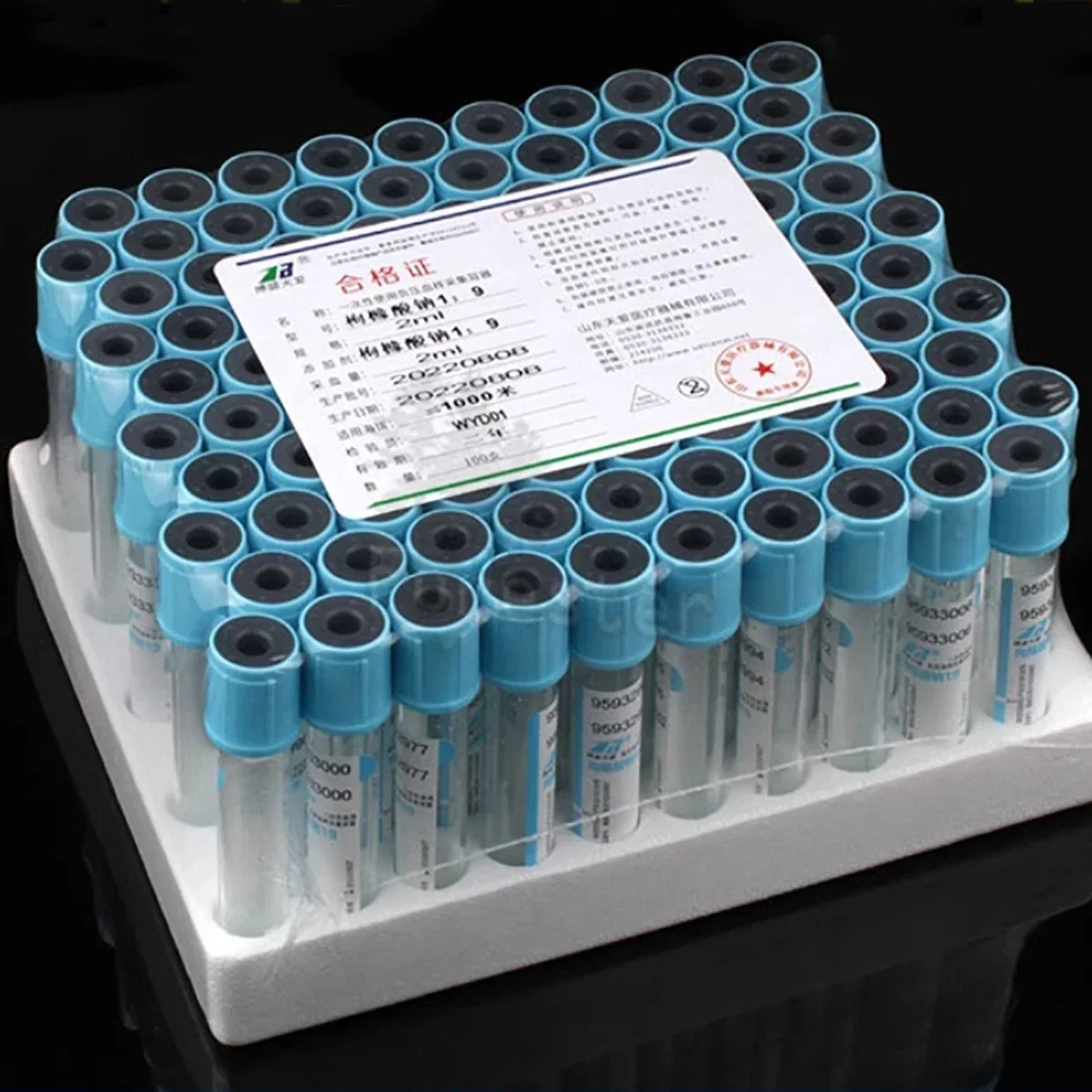 Disposable Sodium Citrate 1：9 Sterile Vacuum Blood Collection Tube Veterinary 100pcs plastic Tube 10ml/5ml/2ml