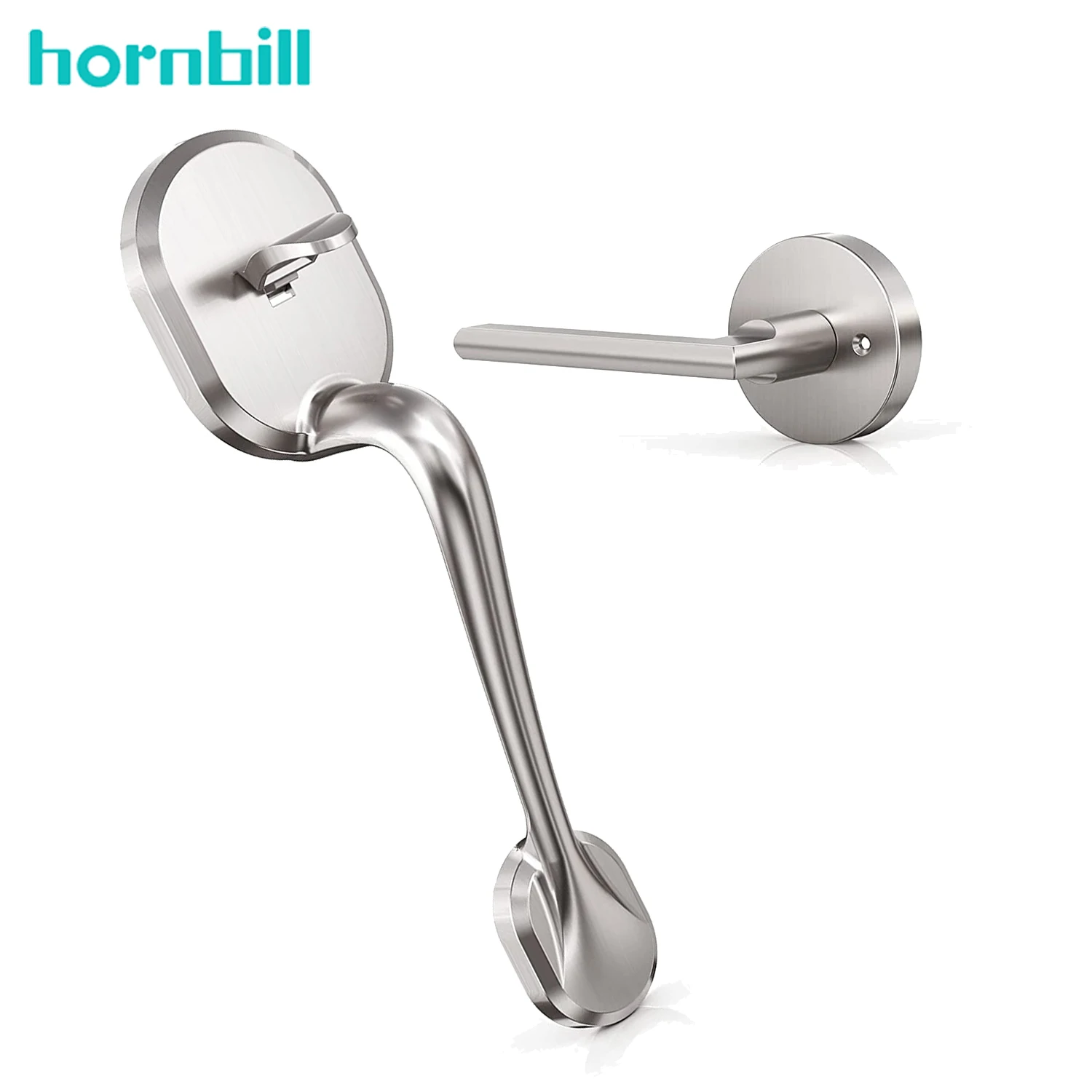 Hornbill Front Door Pull Handle Set Interior Door Handle Brushed Cabinet Drawer Flush Furniture Hardware Set For Home Smart Lock