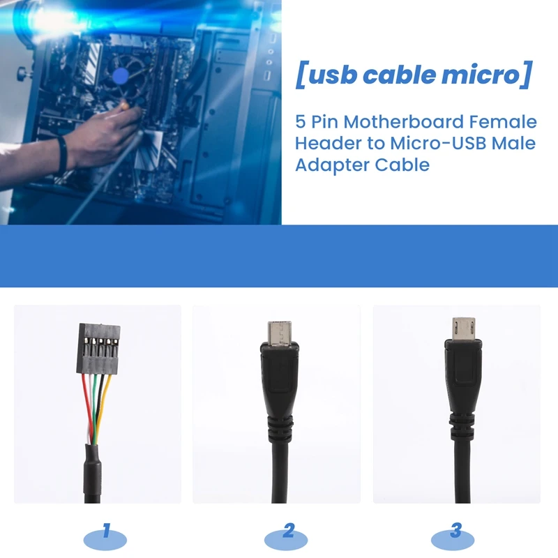(2-Pack) 50CM 5 Pin Motherboard Female Header to Micro-USB Male Adapter Dupont Extender Cable (5Pin/Micro-USB) image 5