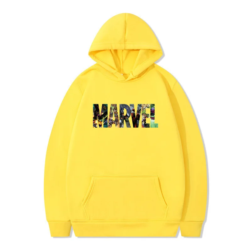 MARVEL Letter Printed Men\'s Women\'s Sports Hooded Sweatshirt for Autumn Winter Fashion Loose Casual Sportswear Personalized Top