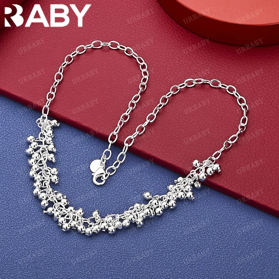 

URBABY 925 Sterling Silver 45cm Grape Beads Chain Necklace Charm Trend Birthday Gifts Fashion Party And Daily Wear