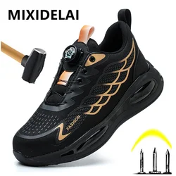 Rotary Buckle Men Safety Shoes Work Boots Safety Steel Toe Shoes Men Anti-smash Anti-puncture Work Sneakers Indestructible Shoes