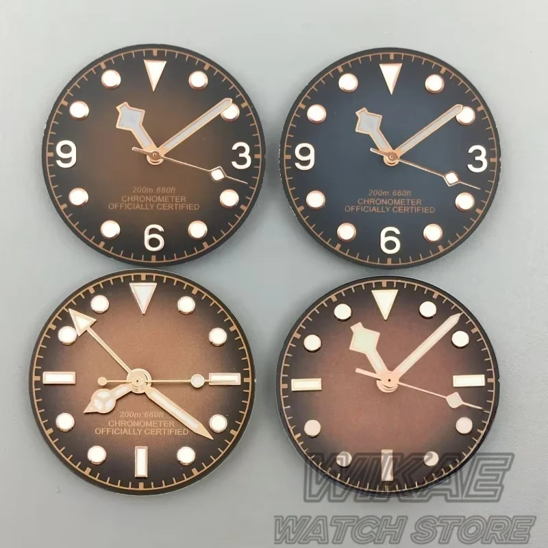 29mm Gradient Dial Vintage Black Brown with Rose Gold Snowflake Needle NH35 36 ETA2824 PT5000 Watch Modification Accessories