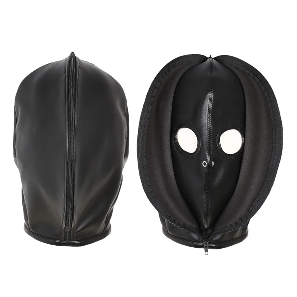 男性セクシーな多機能ヘッドギアハロウィンコスプレレザーパーティーマスクフルカバーフードマスクリムーバブル目隠しマスクアクセサリー