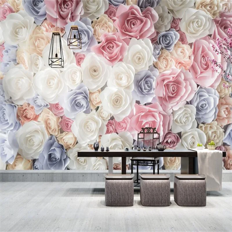 

Custom 3D Pastoral Beautiful Flower Wall Papers Home Decor Living Room TV Sofa Background Floral Mural Peel and Stick Wallpaper