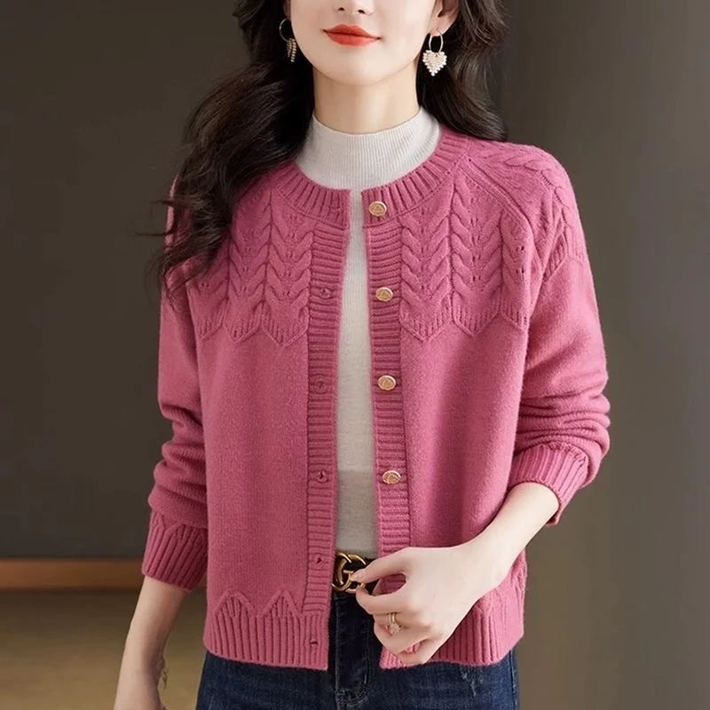 Afslankend groot formaat herfst winter gebreid open vest rond Ne kwastje losse pasvorm warmte bovenkleding voor dames