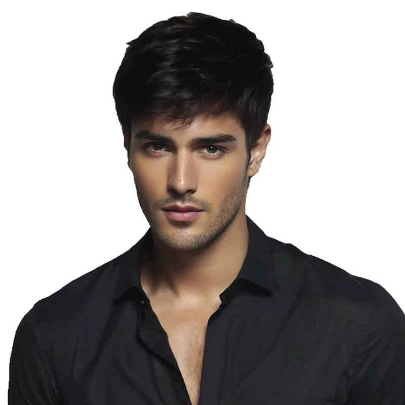 Men's Fashion Synthetic Fiber Wig Short Hair Sales On Top Of The Hair Block To Cover White Hair Mediterranean Bald Hair Patch