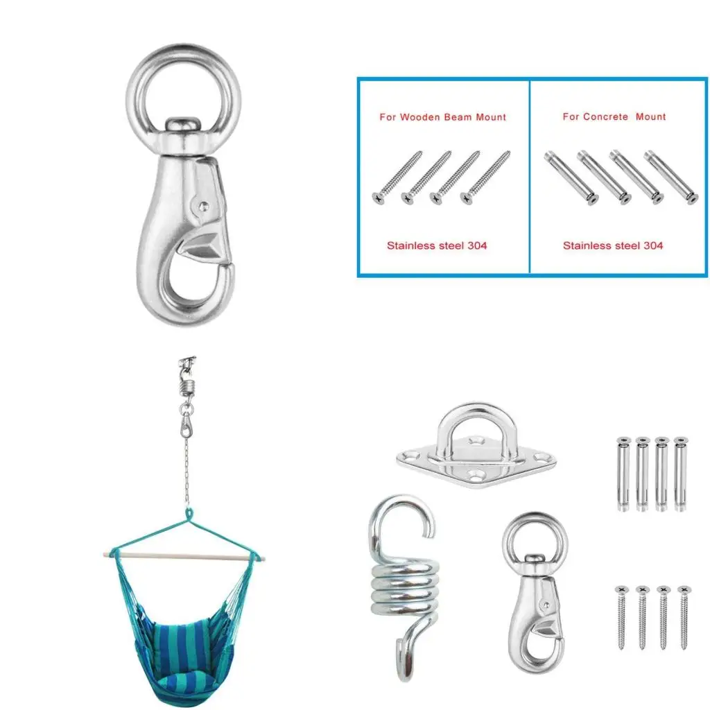 

Hammock Chair Hanging Kit Spring Swivel Hooks Ceiling Mount Tool Set Accessories for Idoor Outdoor Swing Lazy Chair high quality