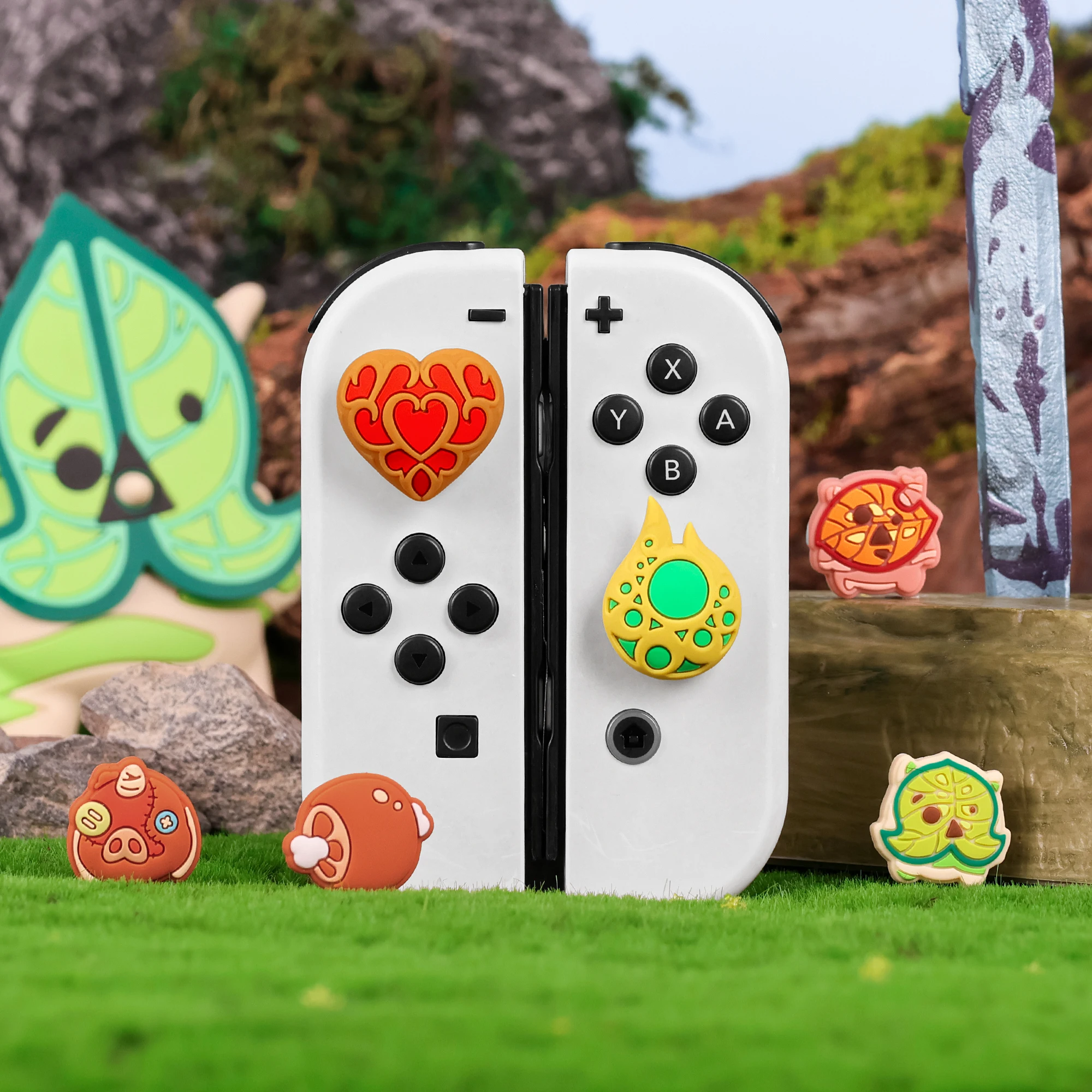 

Zelda Heart Container Anime Games Cap Joystick 360 Protective Cover Silicone Dockable Skin Grip Caps Lite Game Accessory Gifts