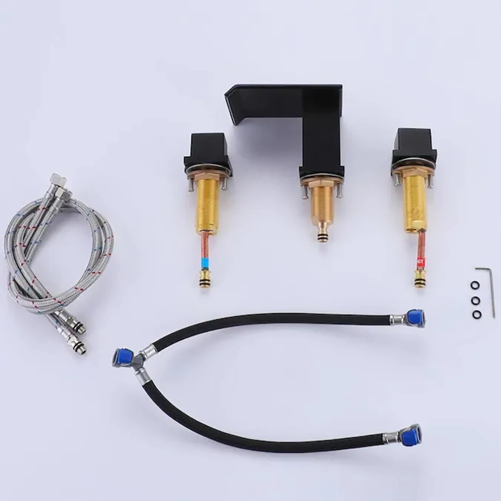 Waterfall Widespread Bathroom Sink Faucet,for 3 Hole 8 Inch Two Handles Bathroom Faucet