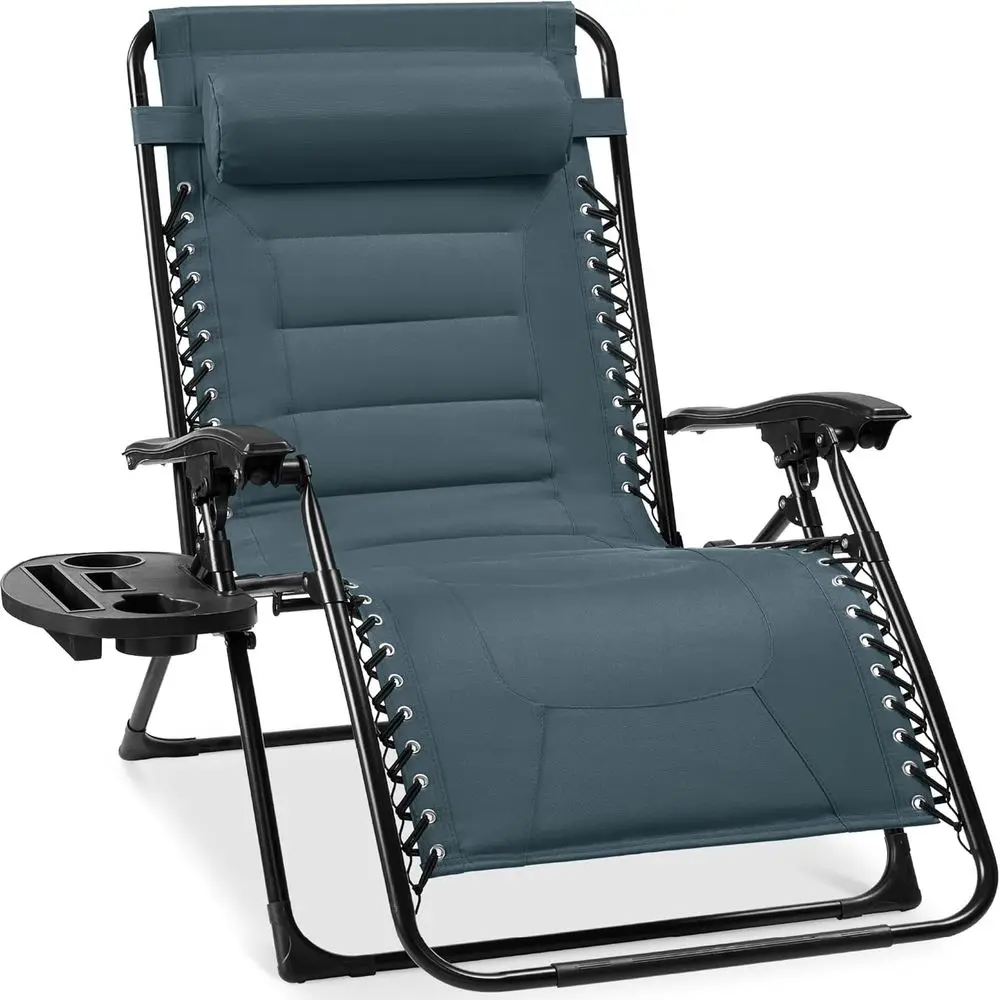 

Oversized Padded Zero Gravity Chair, olding Outdoor Patio Recliner, XL Anti Gravity Lounger or Backyard w/rest, Cup Holder, Side