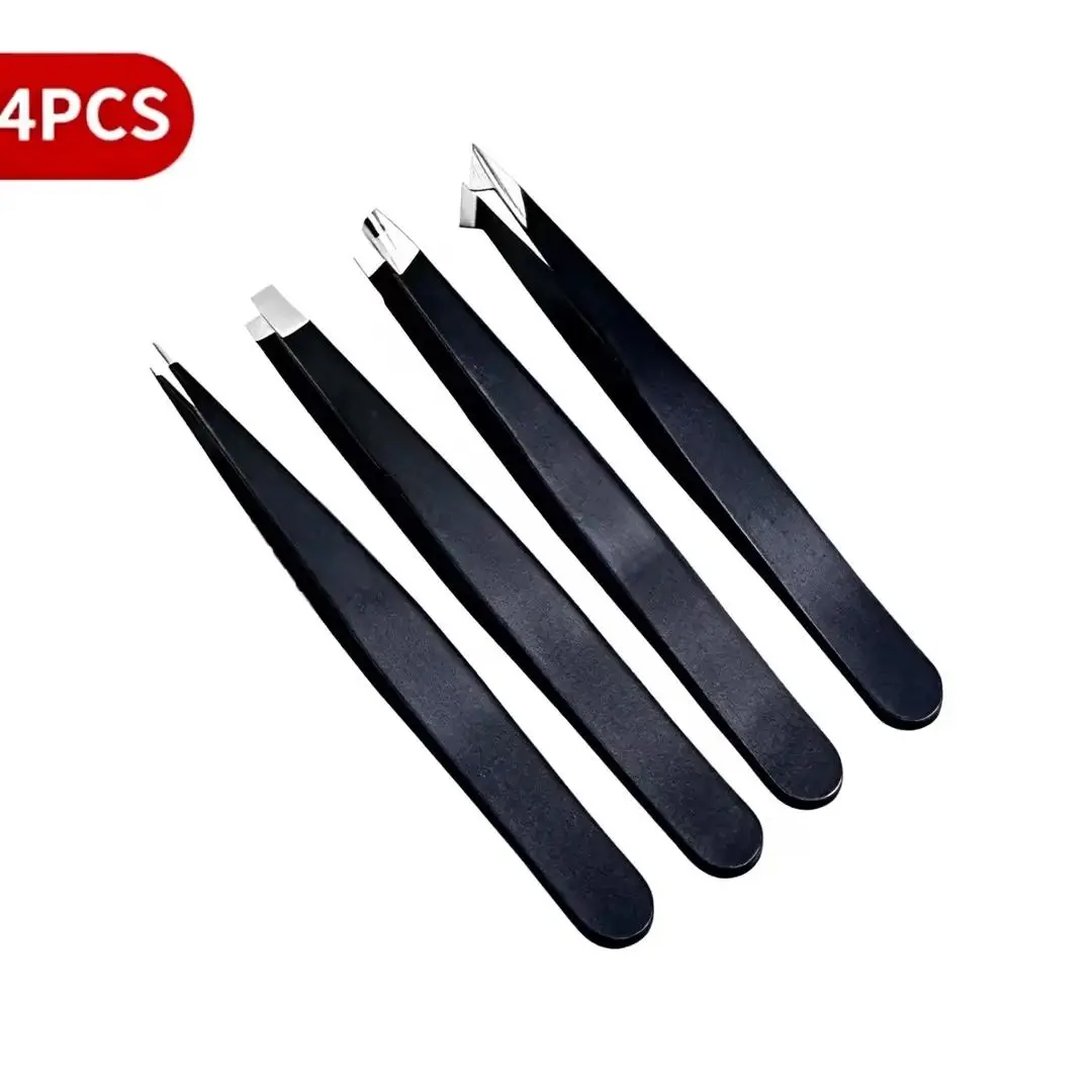 4 قطع من ملاقط الفولاذ المقاوم للصدأ الاحترافية، أداة إزالة شعر الحواجب متعددة الوظائف للاستخدام اليومي والحرف اليدوية