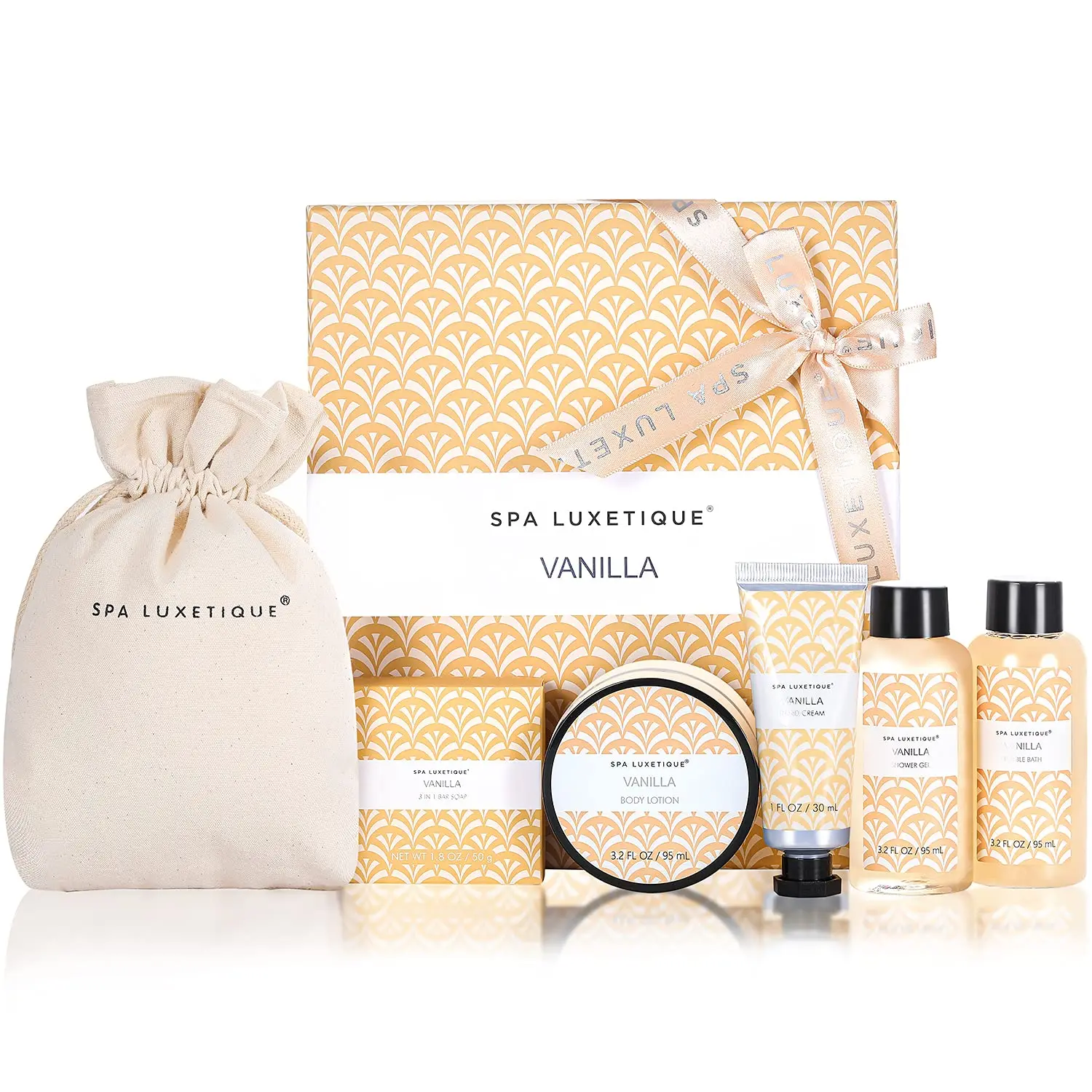 Set de Regalo de Spa de Vainilla de 6 Piezas para Mujer con Loción Corporal, Gel de Ducha, Baño de Burbujas, Crema de Manos - Regalo Perfecto para el Día de la Madre