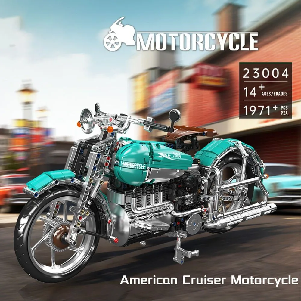 Mould 23004 American Cruise Motorcycle Building Blocks Simulation Model Desktop Ornaments Assembly Toy Boys Creative Gifts