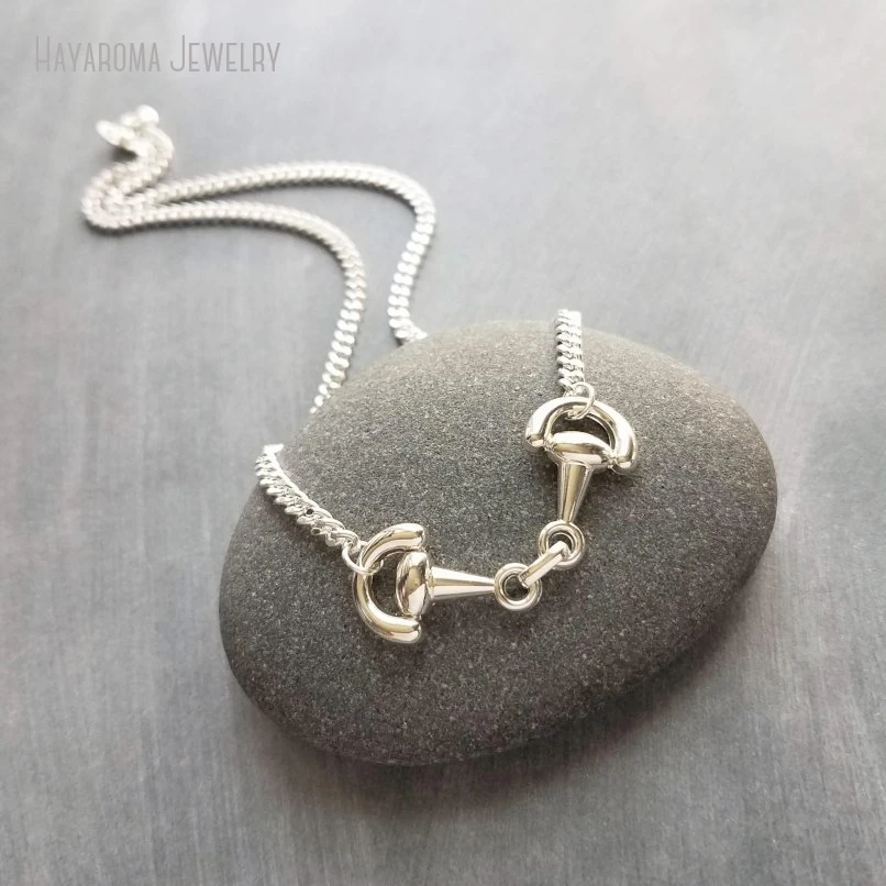 

10Pcs Small Silver Plated Snaffle Bit Necklace Women Horsebit Jewelry