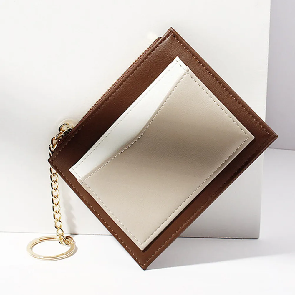

Кошелек для монет с несколькими отделениями для карт, коричневый, из искусственной кожи, на молнии, с защитой от считывания карт, для женщин, модный, минималистичный кошелек, 1 шт.