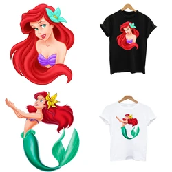 2 sztuk/partia Disney mała syrenka śliczne żelazko na prasowanie topliwe naszywki odzież ciepła Adesivos termotransferowy T Shirt naklejki