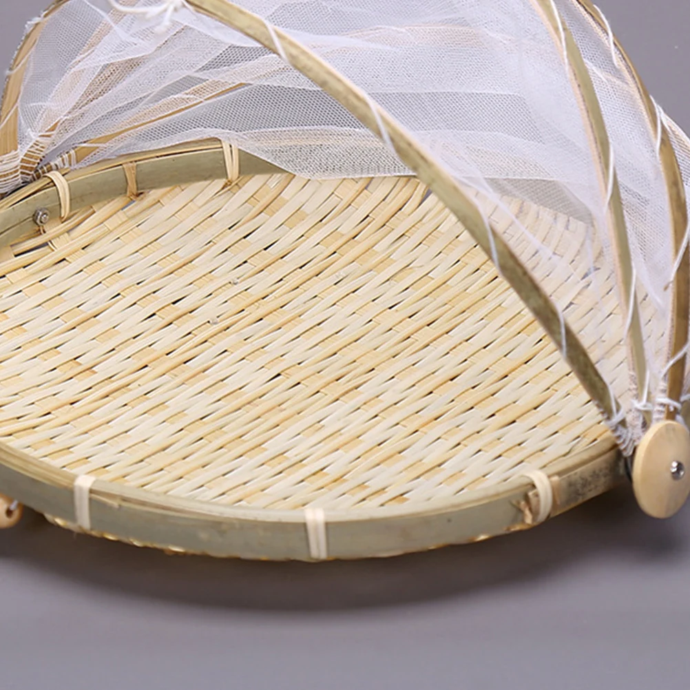 

Bamboo Gauze Woven Bread Holder made Cover Picnic Veggie Tray Lid Dustproof Insect Proof Food Storage Display Home Use