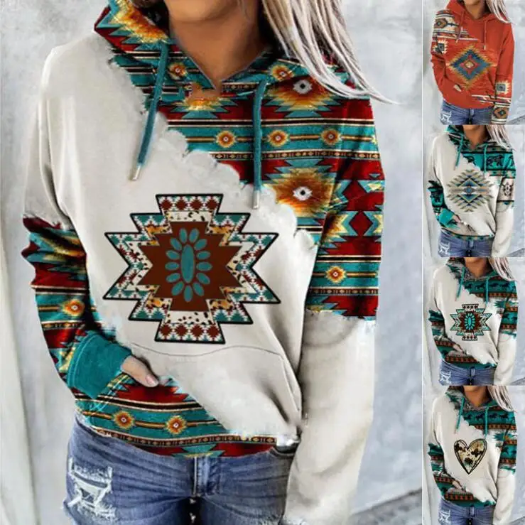 Vintage Hoodies Women Oversized Sweatshirt Crew Neck Long Sleeve Round Neck with Pockets Fashion Goth Pullover Short Lady Tops