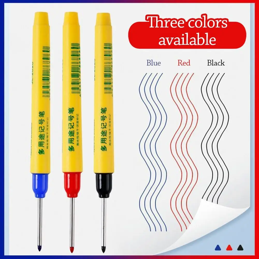علامات الرأس الطويلة القائمة على الزيت 33 مللي متر رأس طويل أسود/أحمر/أزرق حبر قائم على الزيت قلم تحديد مقاوم للماء قلم تحديد النجارة باستخدام