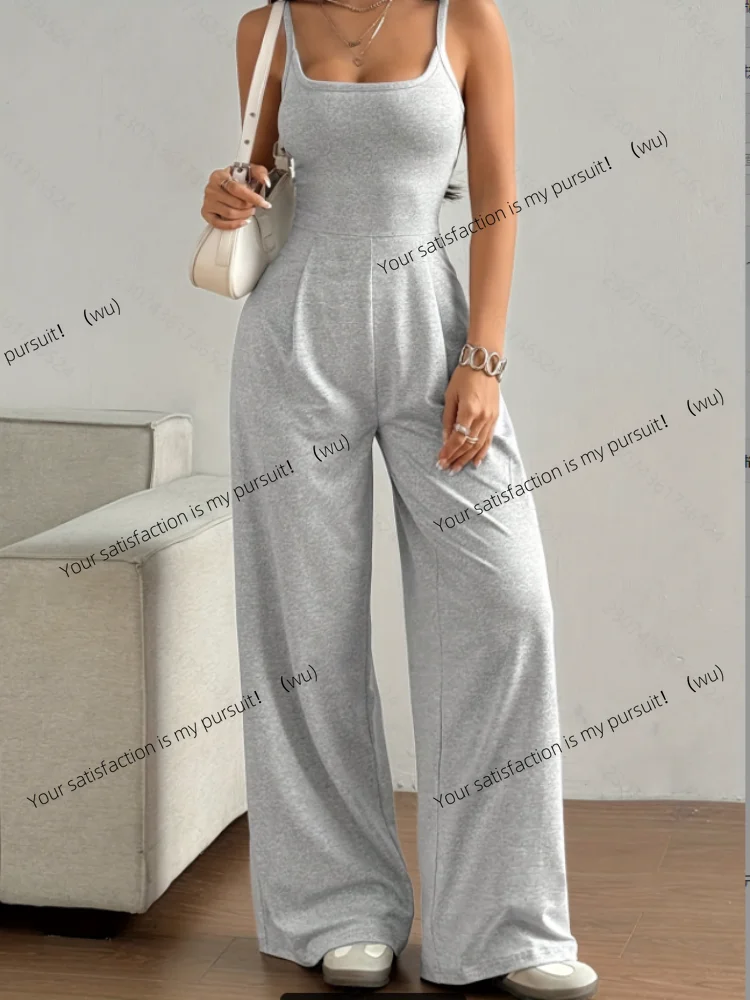 

Women's Casual Halter Jumpsuit Spring and Summer Daily Solid Slim-Fit Backless Sleeveless Jumpsuit Lady's Floor-Length Trousers
