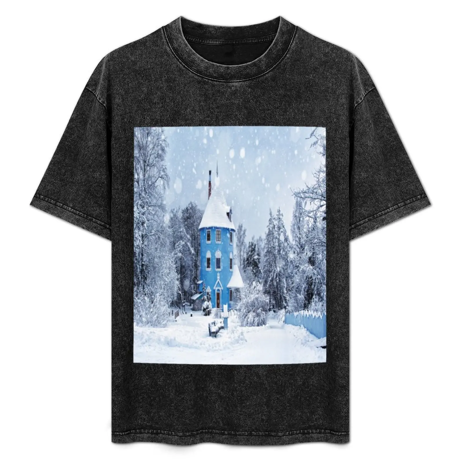 Camiseta Winter-Schnee-Mumin-Welt, camiseta básica informal de manga corta