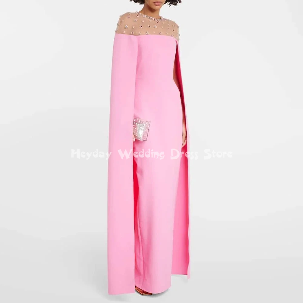 

Heyday Women's Customized Beaded O-neck Luxury Evening Dresses With Long Shawl Straight Floor-Length Formal Elegant Dresses 2025