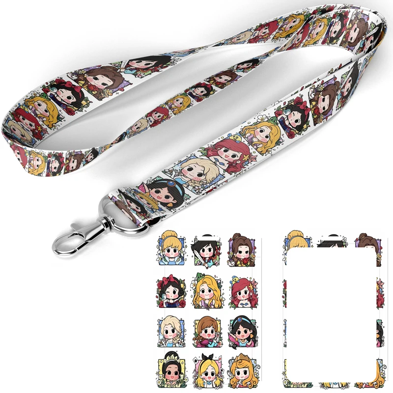 A3598 Cartoon Cute Princess Lanyard for Keys Neck Strap ID Card Badge Holder Key Chain Key Rings Accessories Gift For Girls